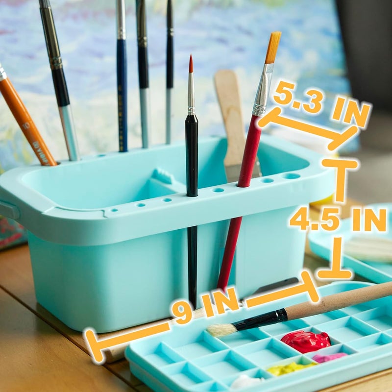 SEVENTY Paint Brush Cleaner, Holder and Organizers with Palette,Trays & Rinser for Acrylic, Watercolor, and Water-Based Paints(Blue) - Image 5